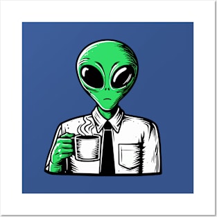 Alien And Coffee - Employee Posters and Art